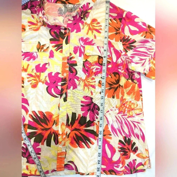 White Stag women's tropical linen blend shirt , size XL ( 16-18 ) - Picture 3 of 8
